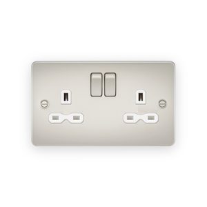 Knightsbridge 13A 2G DP Switched Socket With Twin Earths - Pearl With White Insert