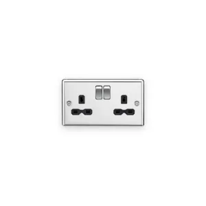 Knightsbridge 13A 2G DP Switched Socket with Twin Earths - Polished Chrome with Black Insert (CL9PC)