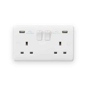 Knightsbridge 13A 2G SP Switched Socket with Dual USB A+A (5V DC 3.1A shared)