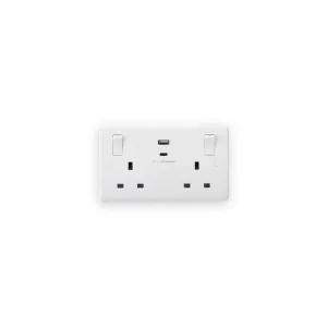 Knightsbridge 13A 2G SP Switched Socket with Dual USB A+C (5V DC 4.8A shared) with Outboard Rockers
