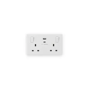 Knightsbridge 13A 2G SP Switched Socket with Dual USB A+C (5V DC 4.8A shared) with Outboard Rockers