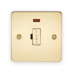 Knightsbridge 13A Fused Spur Unit with Neon in Polished Brass