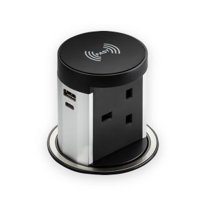 Knightsbridge 13A Pop Up Socket With 10W Wireless Charger And Dual USB A+C (12V DC 1.5A) Max. 30W