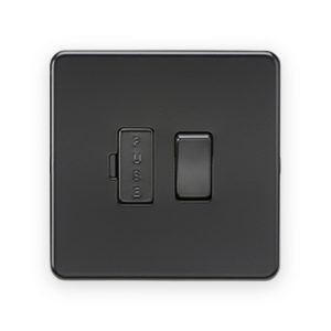 Knightsbridge 13A Switched Fused Spur Unit - Matt Black With Black Fuse Cover
