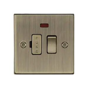 Knightsbridge 13A Switched Fused Spur Unit With Neon - Antique Brass