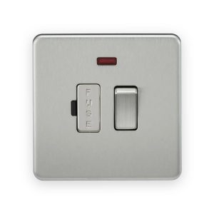 Knightsbridge 13A Switched Fused Spur Unit with Neon - Brushed Chrome