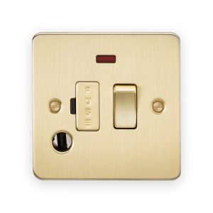 Knightsbridge 13A Switched Fused Spur Unit with Neon & Flex Outlet in Brushed Brass