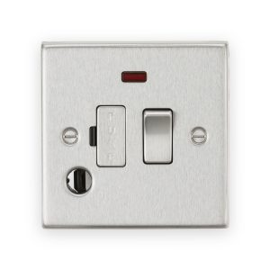 Knightsbridge 13A Switched Fused Spur Unit With Neon & Flex Outlet - Brushed Chrome - CS63FBC