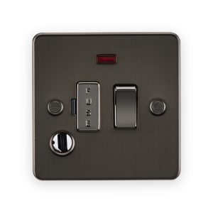 Knightsbridge 13A Switched Fused Spur Unit with Neon & Flex Outlet in Gunmetal