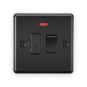 Knightsbridge 13A Switched Fused Spur Unit with Neon & Flex Outlet - Matt Black