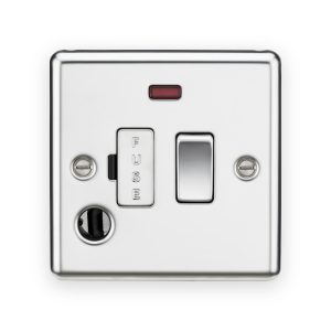 Knightsbridge 13A Switched Fused Spur Unit with Neon & Flex Outlet - Polished Chrome
