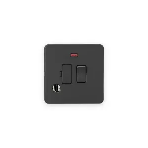 Knightsbridge SF6300FAT anthracite switched fused spur with red neon and flex outlet