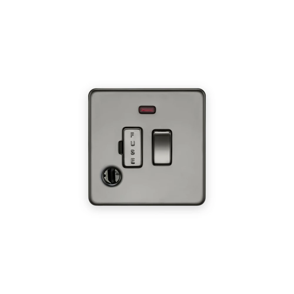 Knightsbridge SF6300FBN black nickel switched fused spur with red neon and flex outlet Knightsbridge SF6300FBN black nickel switched fused spur with red neon and flex outlet