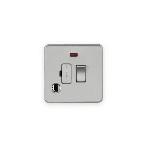 Knightsbridge SF6300FBC brushed chrome switched fused spur with red neon and flex outlet
