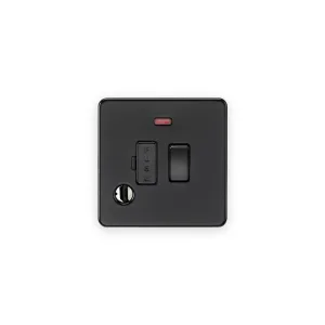 Knightsbridge SF6300FMBB matt black switched fused spur with red neon and flex outlet
