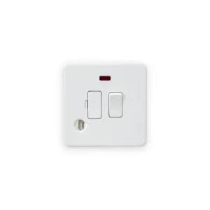 Knightsbridge SF6300FMW matt white switched fused spur with red neon and flex outlet