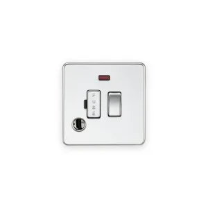 Knightsbridge SF6300FPC polished chrome switched fused spur with red neon and flex outlet