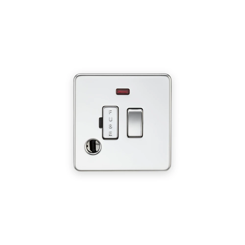 Knightsbridge SF6300FPC polished chrome switched fused spur with red neon and flex outlet Knightsbridge SF6300FPC polished chrome switched fused spur with red neon and flex outlet