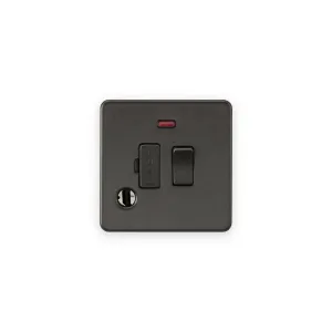 Knightsbridge SF6300FSB smoked bronze switched fused spur with red neon and flex outlet