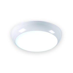 Knightsbridge round LED emergency bulkhead with white rim and opal diffuser