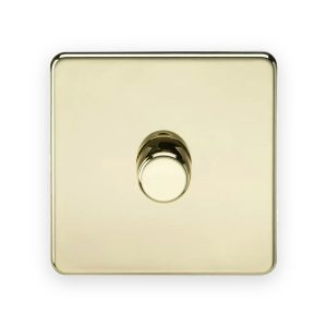 Knightsbridge 1G 2-Way 10-200W (5-150W LED) Intelligent Dimmer - Polished Brass