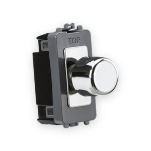 Knightsbridge 1G 2-Way 10-200W (LED 10-100W) Trailing Edge Dimmer Module - Polished Chrome