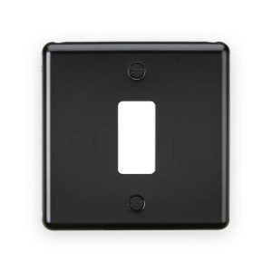 Knightsbridge 1G Grid Faceplate - Matt Black