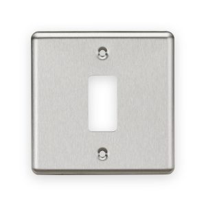 Knightsbridge 1G Grid Faceplate - Rounded Edge Brushed Chrome - GDCL1BC