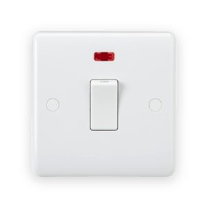 Knightsbridge 20A 1G DP Switch with Neon and Flex Outlet From Base
