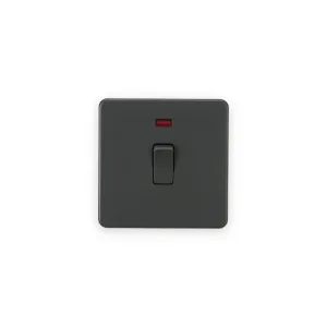 Knightsbridge 20A 1G DP Switch With Neon - Anthracite