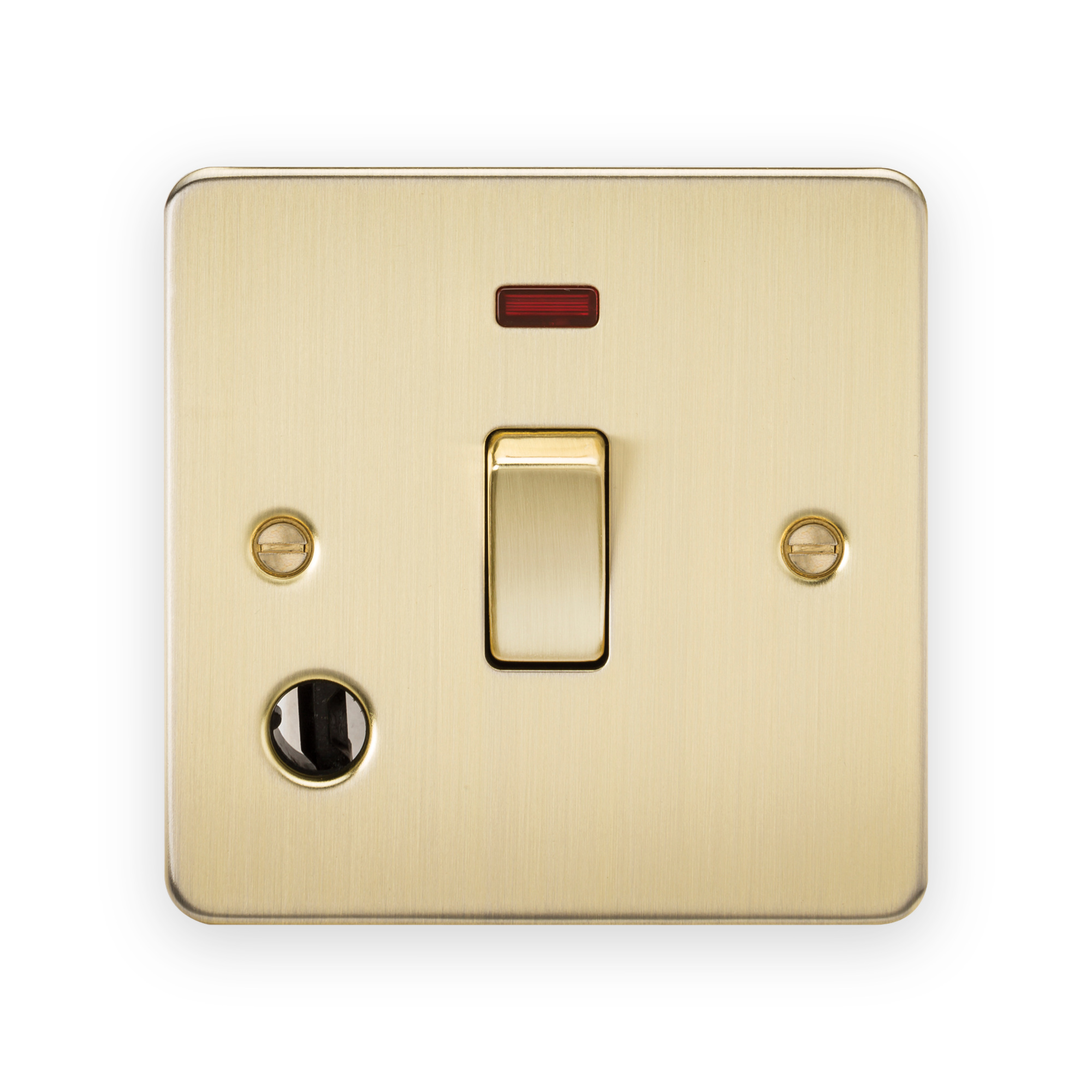 knightsbridge-20a-1g-dp-switch-with-neon-flex-outlet-brushed-brass-5055832918714-gallery-01 Knightsbridge 20A 1G DP Switch with Neon & Flex Outlet in Brushed Brass