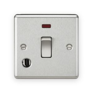 Knightsbridge 20A 1G DP Switch with Neon & Flex Outlet - Brushed Chrome