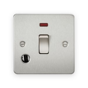Knightsbridge 20A 1G DP Switch with Neon & Flex Outlet in Brushed Chrome
