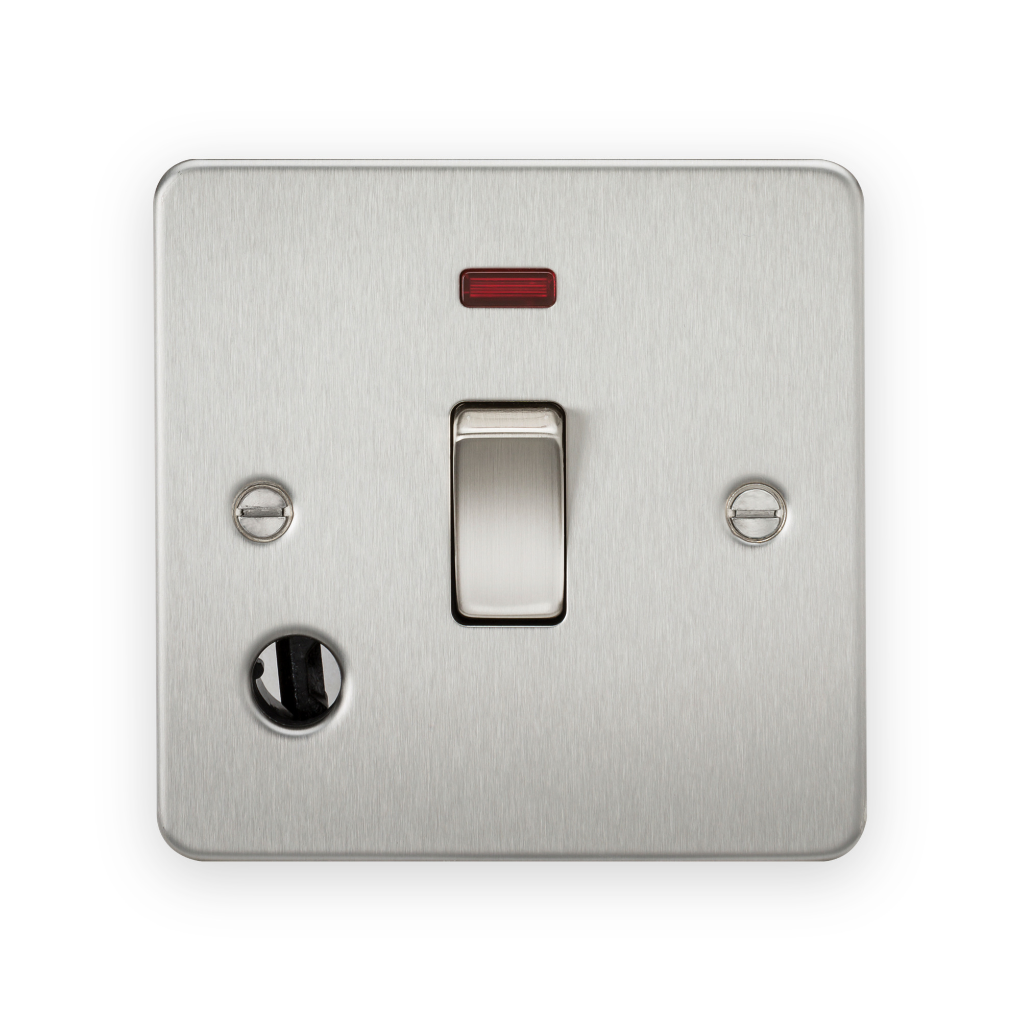 knightsbridge-20a-1g-dp-switch-with-neon-flex-outlet-brushed-chrome-5055832918721-gallery-01 Knightsbridge 20A 1G DP Switch with Neon & Flex Outlet in Brushed Chrome