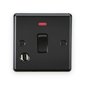 Knightsbridge 20A 1G DP Switch with Neon & Flex Outlet - Matt Black