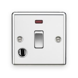 Knightsbridge 20A 1G DP Switch with Neon & Flex Outlet - Polished Chrome