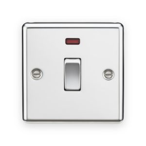 Knightsbridge 20A 1G DP Switch with Neon - Polished Chrome