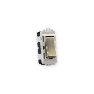 Knightsbridge 20AX 2 Way Retractive SP Module (Marked PRESS) - Antique Brass shown in mounting frame