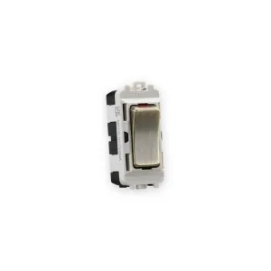 Knightsbridge 20AX DP Grid Module With LED Indicator - Antique Brass shown in mounting frame