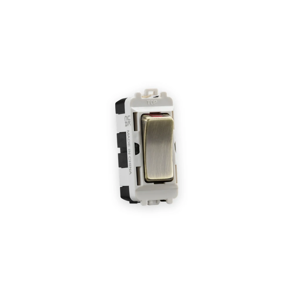 Knightsbridge 20AX DP Grid Module With LED Indicator - Antique Brass shown in mounting frame Knightsbridge 20AX DP Grid Module With LED Indicator - Antique Brass shown in mounting frame