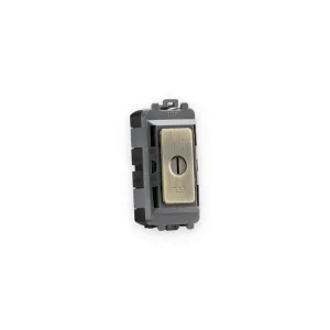 Knightsbridge 20AX DP Key Module (Marked EMG LTG TEST") - Antique Brass shown in mounting frame