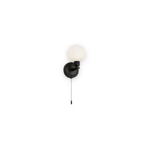 Knightsbridge 230V IP44 G9 Single Wall light With Round Frosted Glass - Matt Black