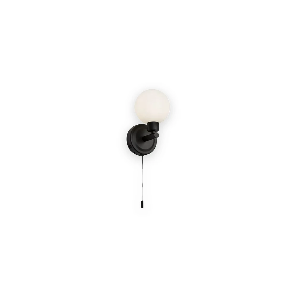Knightsbridge 230V IP44 G9 Single Wall light With Round Frosted Glass - Matt Black Knightsbridge 230V IP44 G9 Single Wall light With Round Frosted Glass - Matt Black