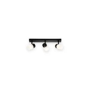 Knightsbridge 230V IP44 G9 Triple Bar Spotlight With Frosted Glass - Matt Black