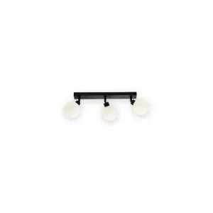 Knightsbridge BA01B3MB matt black triple bar G9 spotlight with three round frosted glass shades