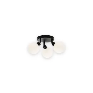 Knightsbridge 230V IP44 G9 Triple Spotlight With Round Frosted Glass - Matt Black