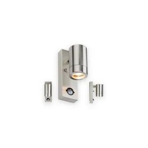 Knightsbridge 230V IP44 GU10 Stainless Steel Wall Light with Pir