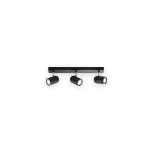 Knightsbridge BA03B3MB matt black triple bar GU10 spotlight with adjustable cylindrical heads