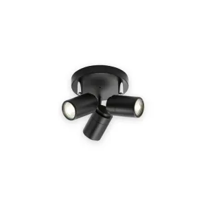 Knightsbridge 230V IP44 GU10 Triple Spotlight - Matt Black