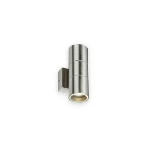 Knightsbridge 230V IP54 GU10 Up and Down Wall Light - Brushed Chrome